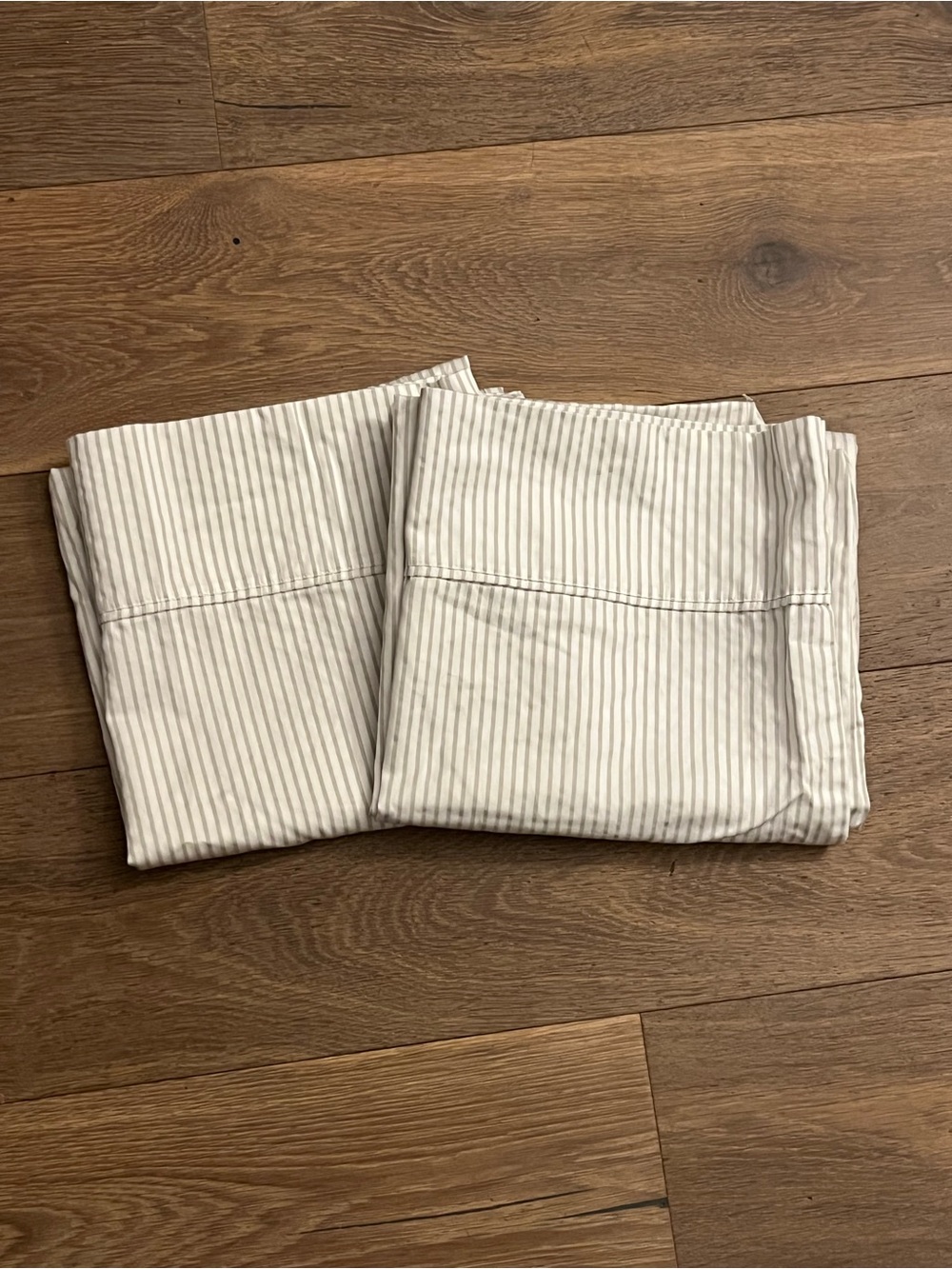 Heartland White and Light Gray Striped King size Pillowcases 100% Cotton